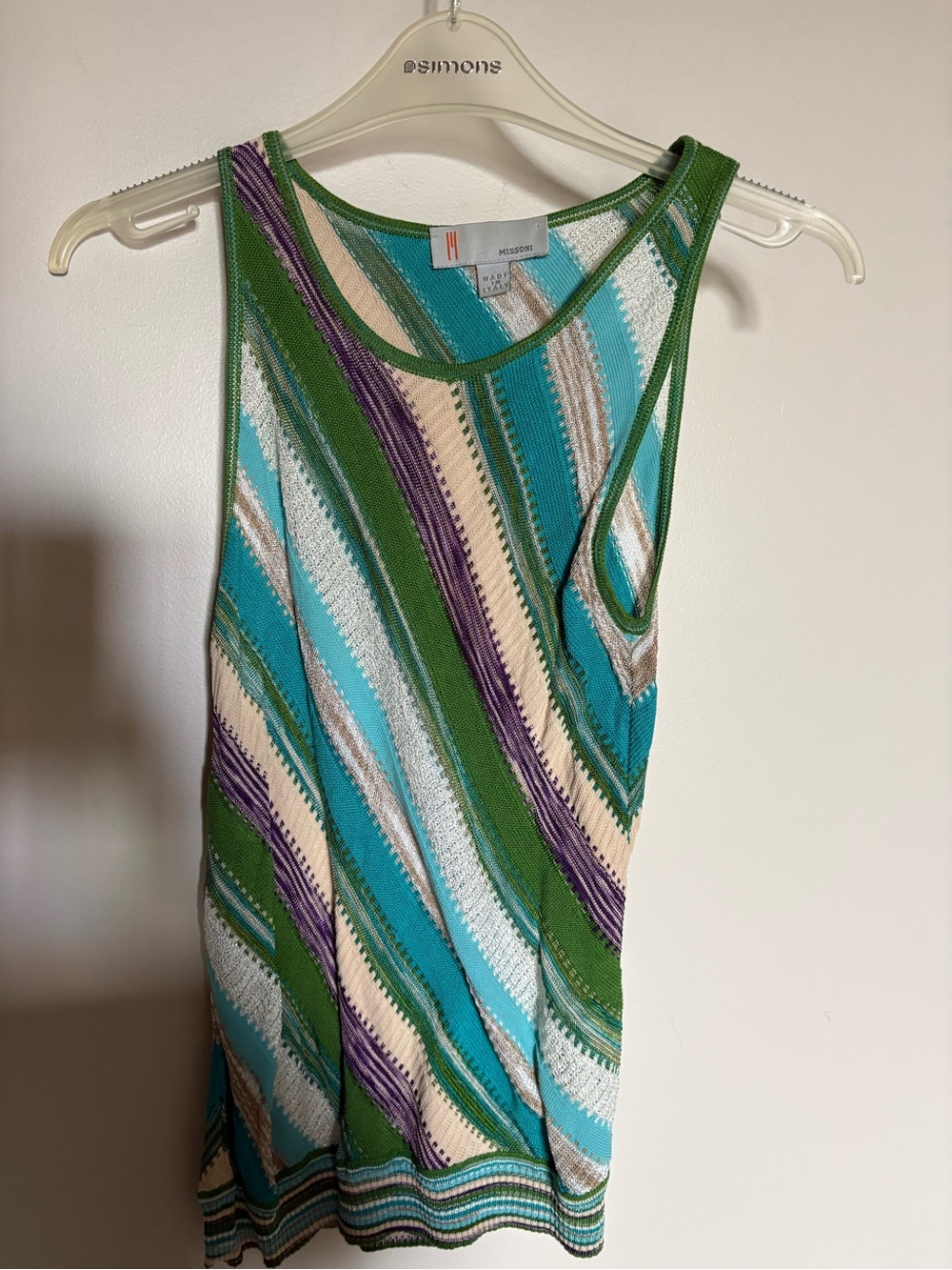 Missoni Style Striped Knit Tank - Teal, Green, Purple fits like xsmall